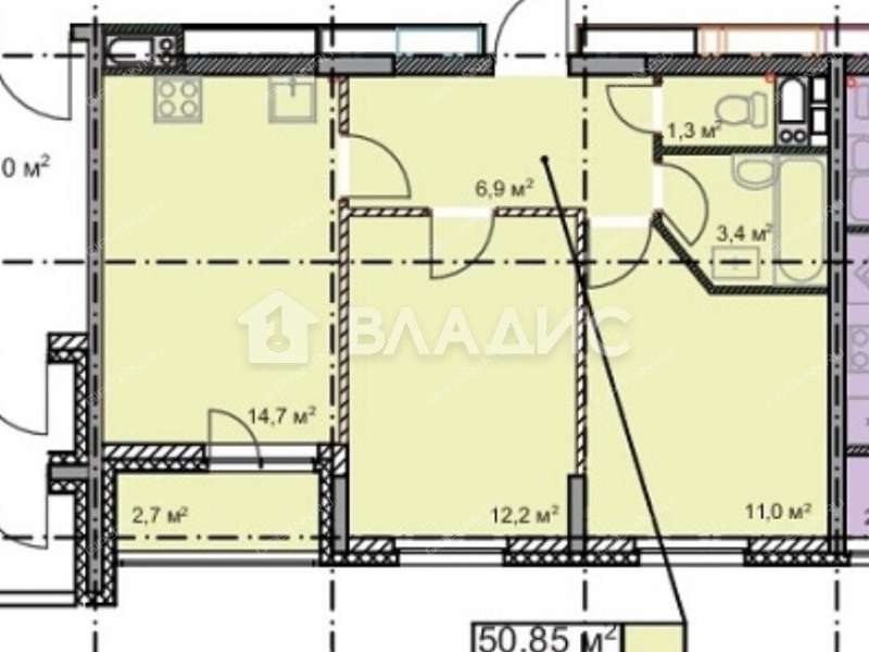 двухкомнатная квартира на улице Академика Сахарова дом 119