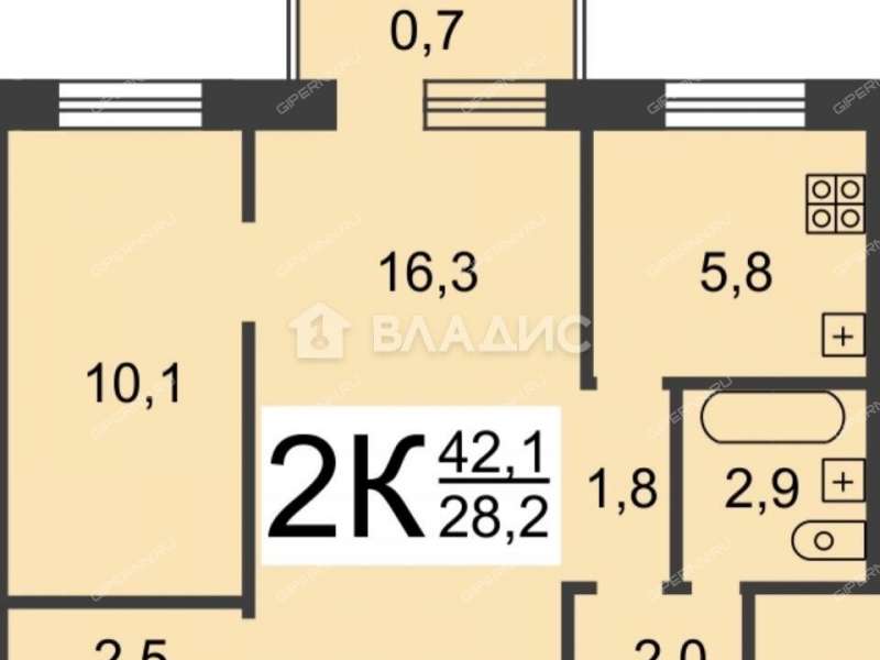 двухкомнатная квартира на улице Ватутина дом 1А