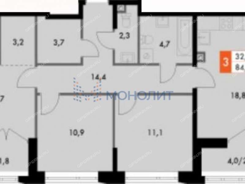трёхкомнатная квартира на Черниговской улице