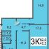 трёхкомнатная квартира на проспекте Кораблестроителей дом 44