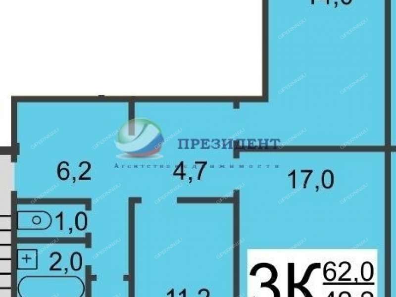 трёхкомнатная квартира на проспекте Кораблестроителей дом 44
