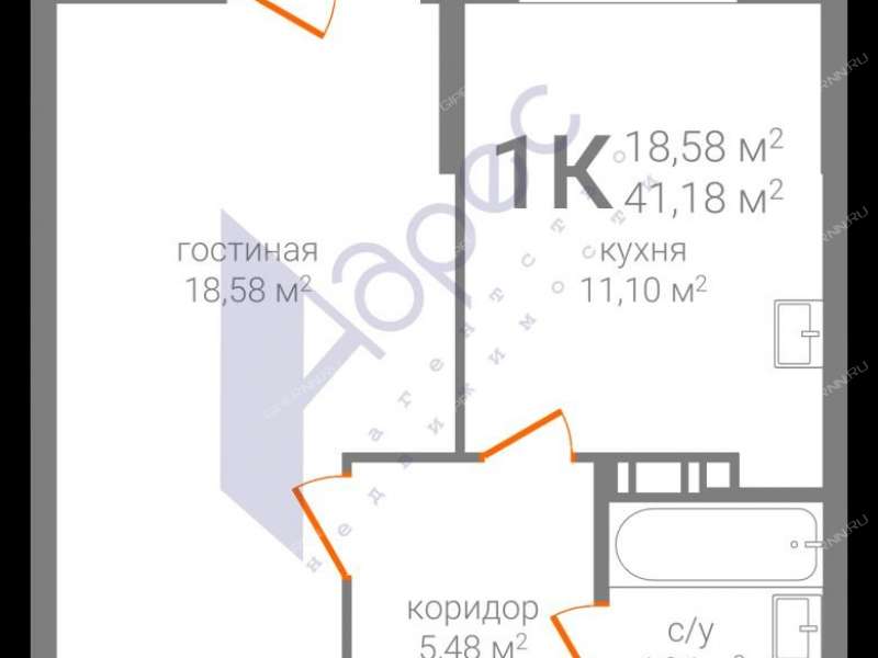 однокомнатная квартира на улице Новикова-Прибоя