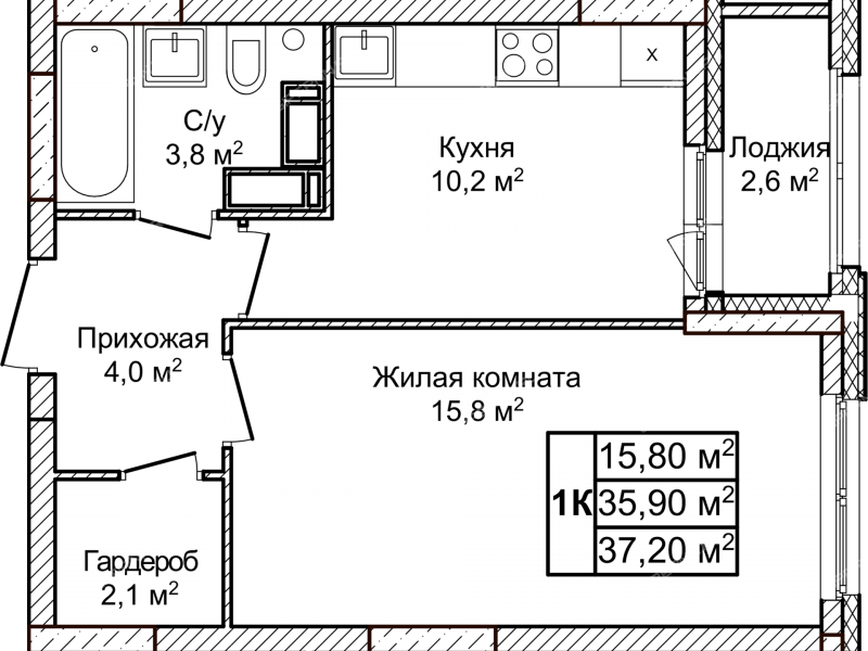 однокомнатная квартира в ЖК Новое Ольгино, дом 1