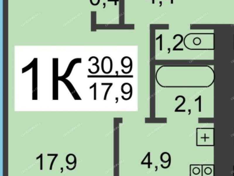 однокомнатная квартира на проспекте Героев дом 37