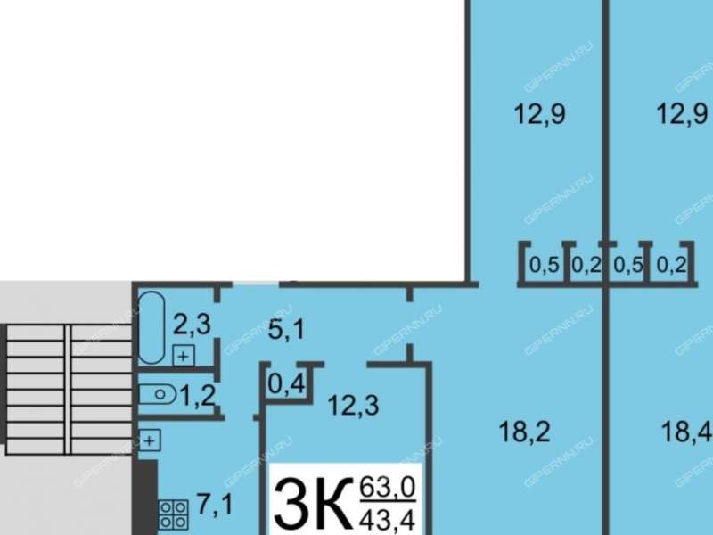 трёхкомнатная квартира на проспекте Кораблестроителей дом 9