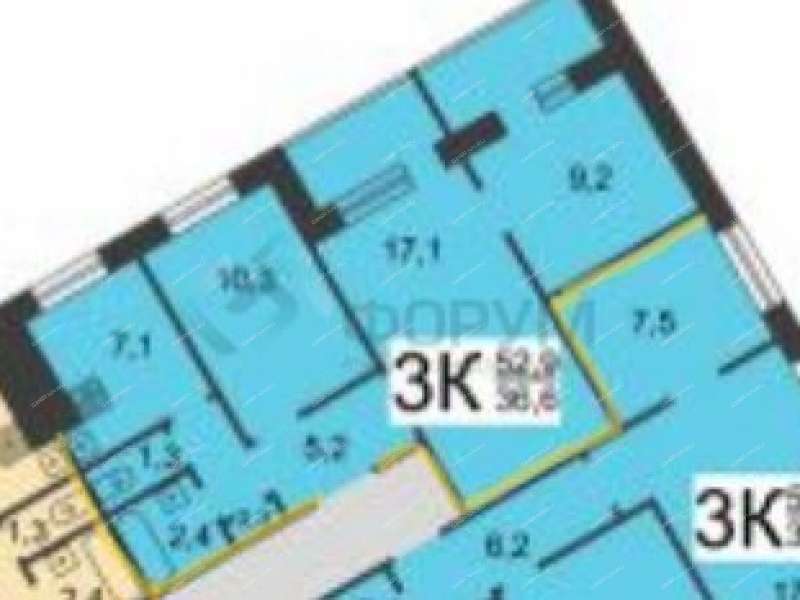 трёхкомнатная квартира на улице Маршала Рокоссовского дом 2 к1