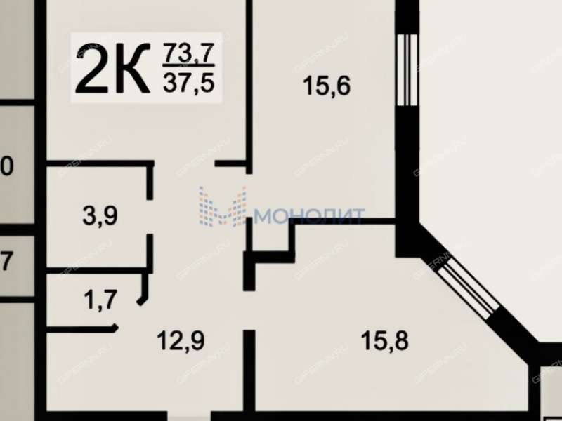 двухкомнатная квартира на улице Нижне-Печерская дом 6