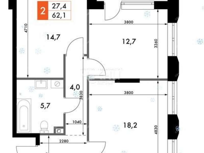 двухкомнатная квартира на Черниговской улице
