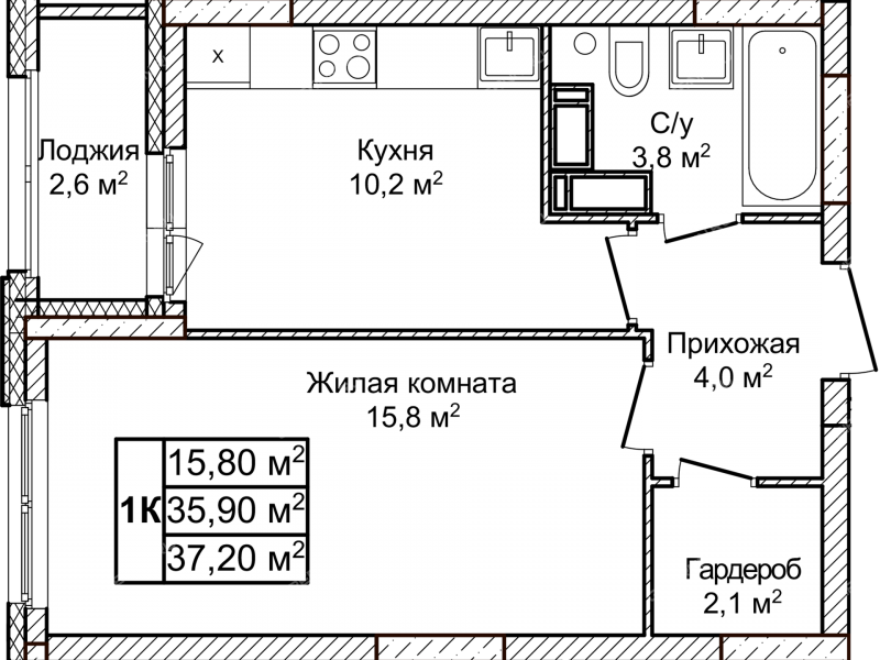 однокомнатная квартира в новостройке в ЖК Новое Ольгино, дом 1
