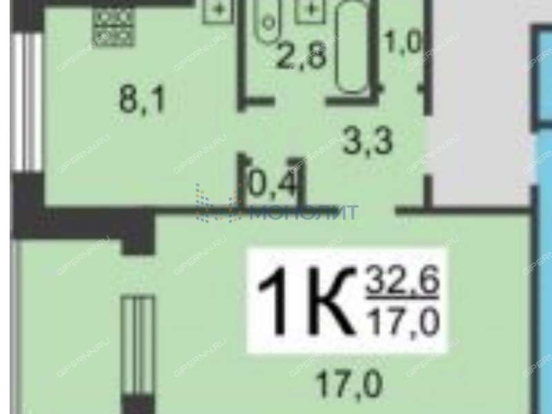 однокомнатная квартира на Комсомольской улице дом 17