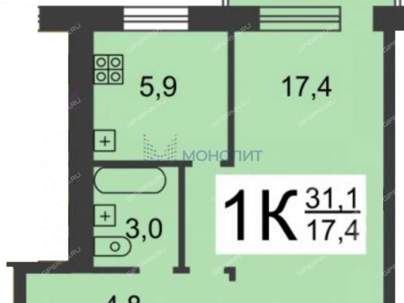 однокомнатная квартира на улице Энтузиастов дом 10
