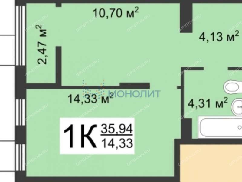 однокомнатная квартира на улице Героя Советского Союза Аристархова дом 1