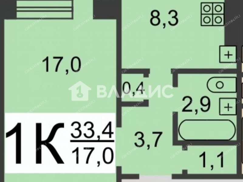 однокомнатная квартира на улице Культуры дом 11 к1